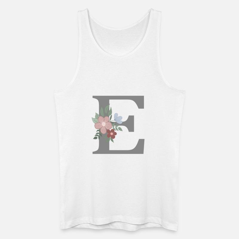 Buchstabe E mit Blume grau - Männer Bio Tank Top - Weiß