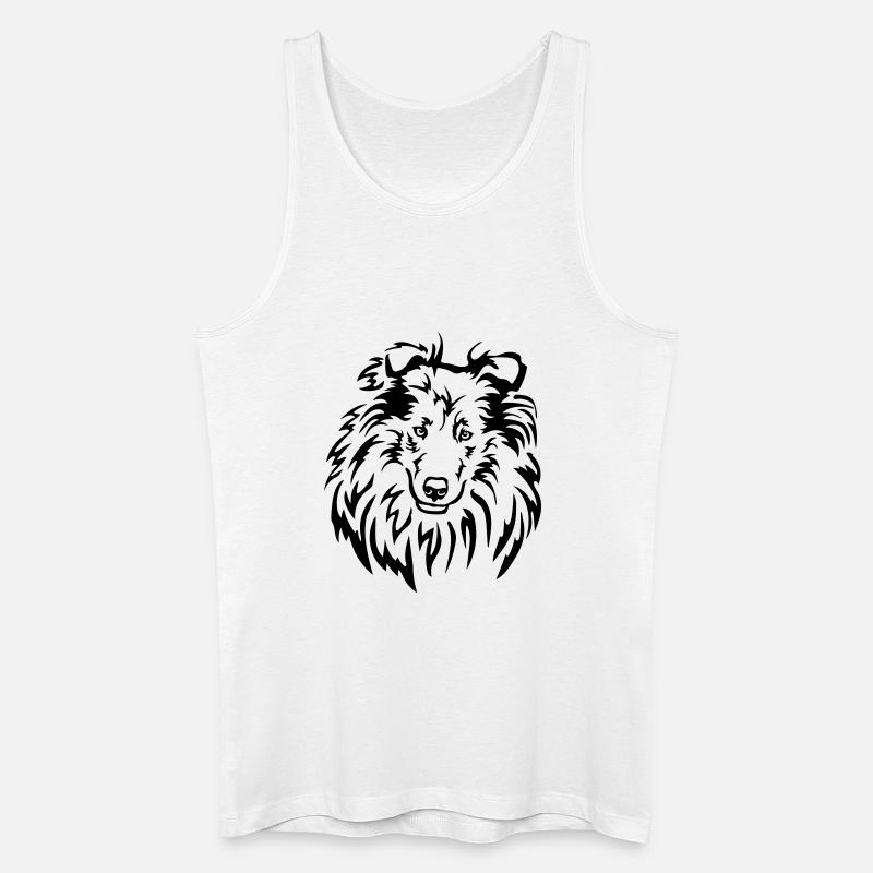Collie Kopf - Männer Bio Tank Top - Weiß