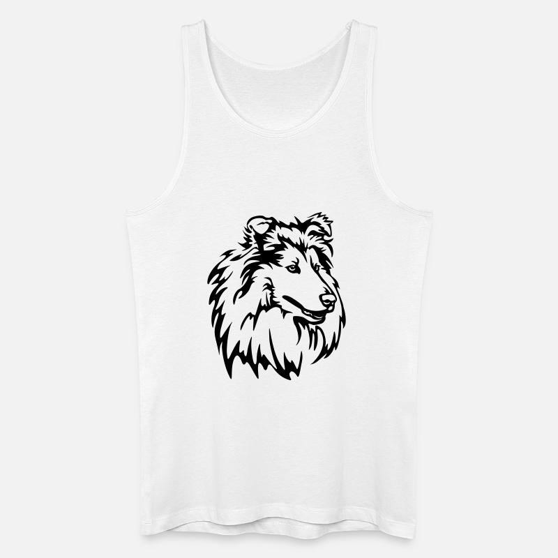 Collie Kopf - Männer Bio Tank Top - Weiß