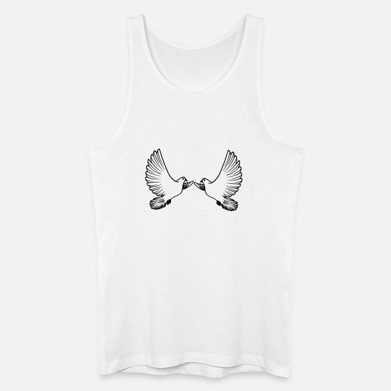 Zwei Tauben transparent - Männer Bio Tank Top - Weiß