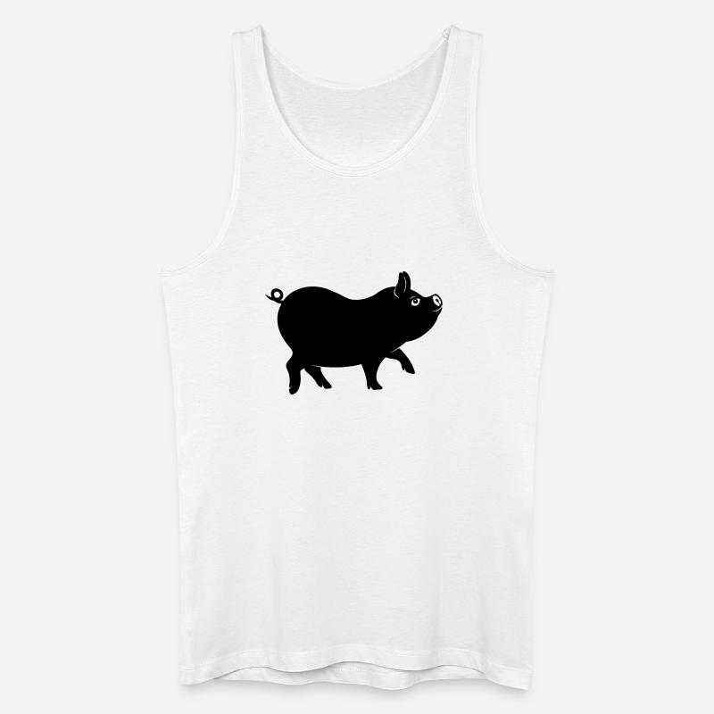 Schweineschattenfigur mit lockigem Schwanz - Männer Bio Tank Top - Weiß