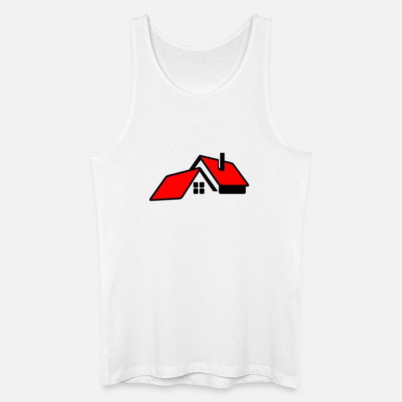 Haus mit rotem Dachlogo - Männer Bio Tank Top - Weiß
