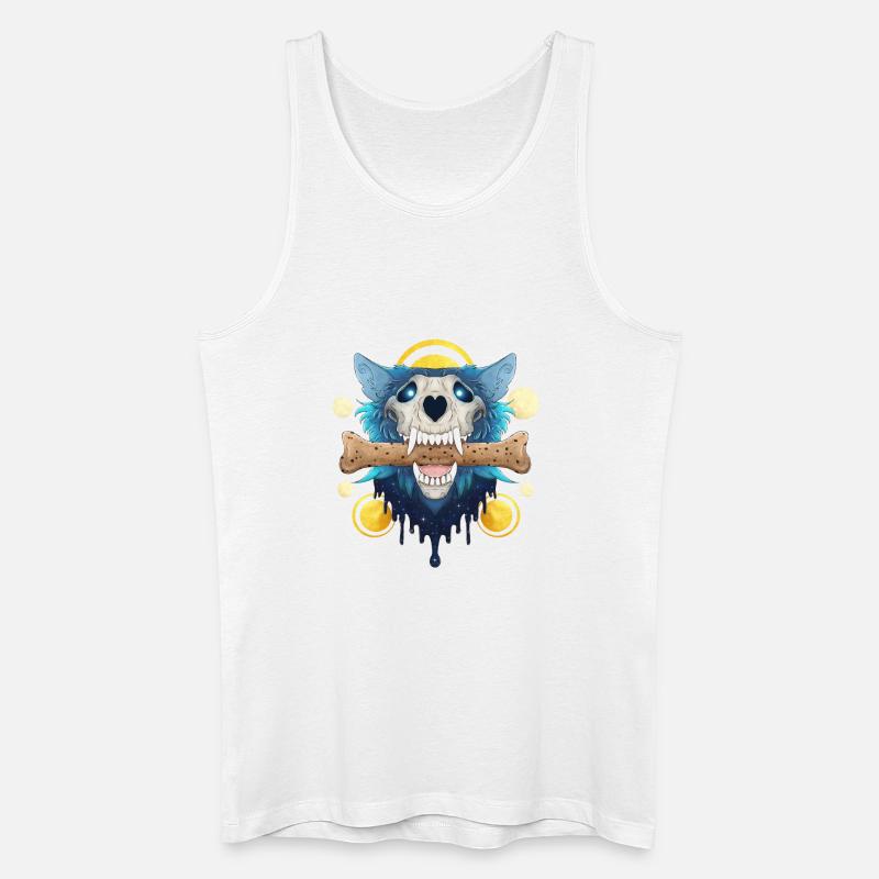 Hellhound Skull Gold - Dämonischer Wolf & Keksknochen - Männer Bio Tank Top - Weiß