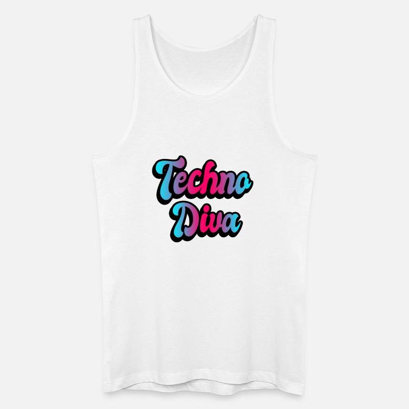 Techno Diva - Økologisk tanktop til mænd - hvid