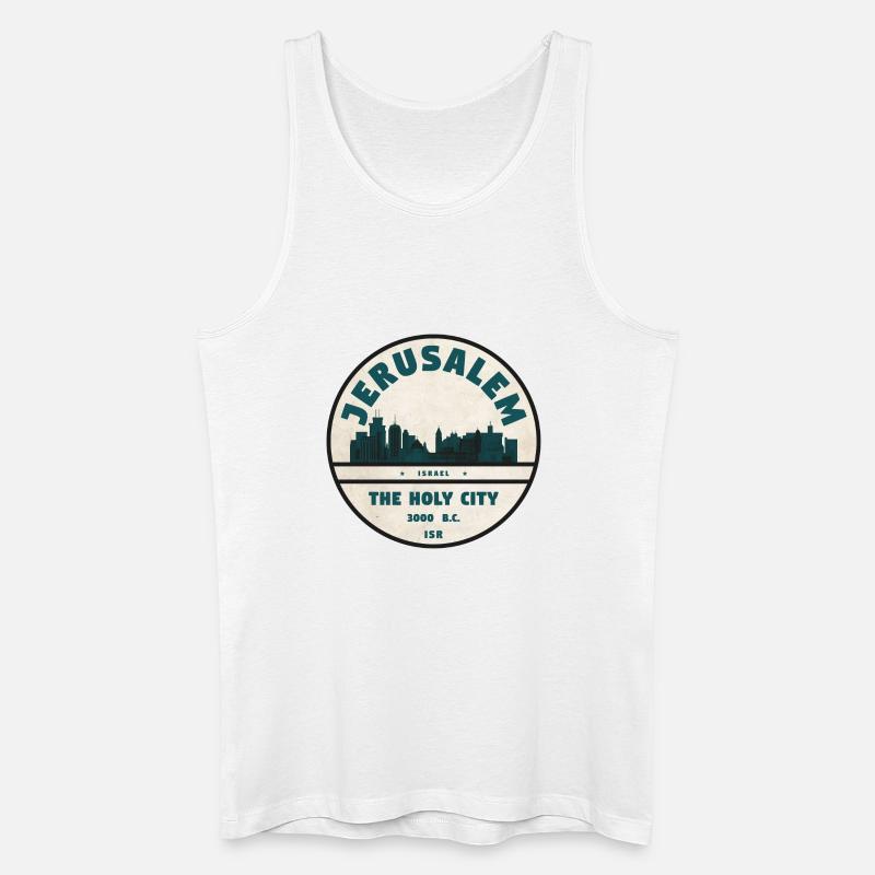 Jerusalem Skyline Retro Abzeichen - Männer Bio Tank Top - Weiß