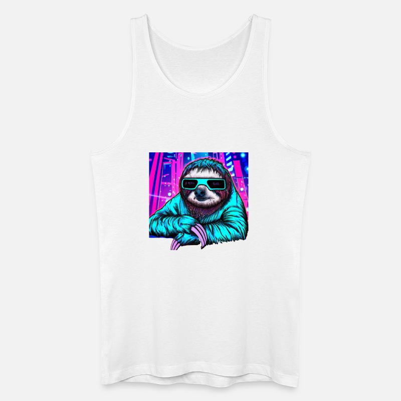 Retrowave Sloth - Ukiyo-e Malerei - Männer Bio Tank Top - Weiß