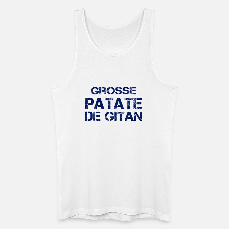 Grosse Patate de Gitan (bleu) - Débardeur bio Homme - blanc
