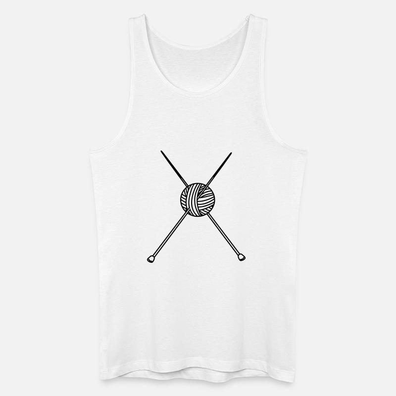 Stricknadeln mit Brötchenwolle Basteln - Männer Bio Tank Top - Weiß
