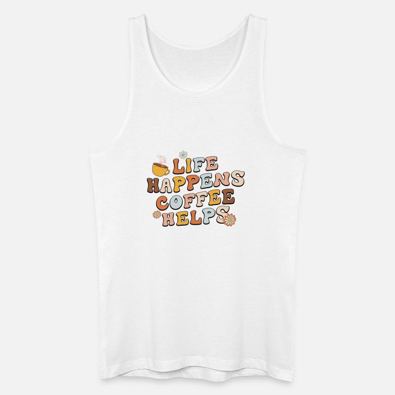 Life Happens Kaffee hilft - Männer Bio Tank Top - Weiß