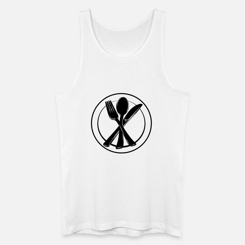 Messer, Gabel und Löffel auf Teller - Männer Bio Tank Top - Weiß