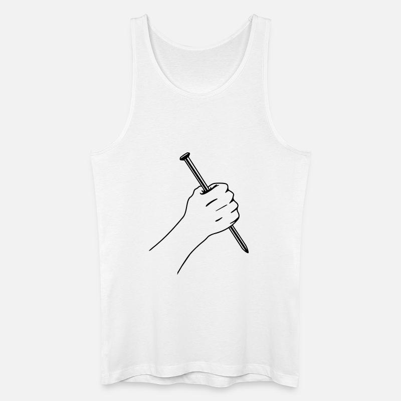 Großer Nagel in Faust - Männer Bio Tank Top - Weiß