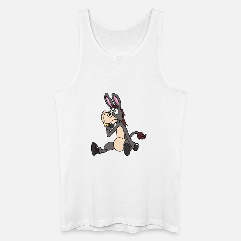 Sitzender Esel - Männer Bio Tank Top - Weiß