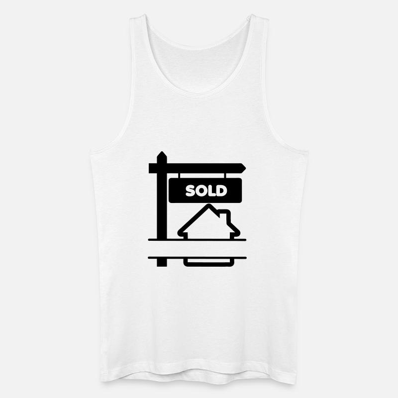 Transparentes Logo-Schild mit verkauftem - Männer Bio Tank Top - Weiß
