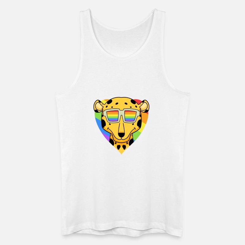 Regenbogen - Gepard mit Brille - Männer Bio Tank Top - Weiß