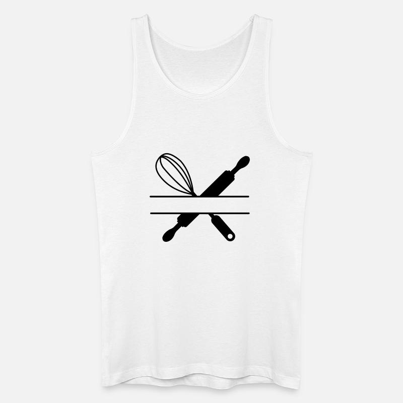 Bannertext, Nudelholz und Schneebesen - Männer Bio Tank Top - Weiß