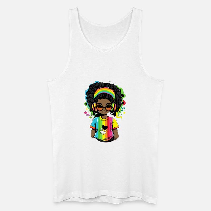 Leuchtender Reggae-Pullover mit Rainbow-Design - Männer Bio Tank Top - Weiß