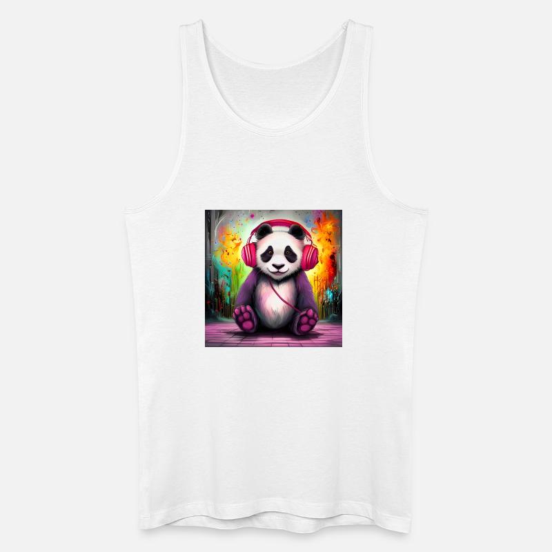 Panda DJ mit bunten Kopfhörern - Männer Bio Tank Top - Weiß