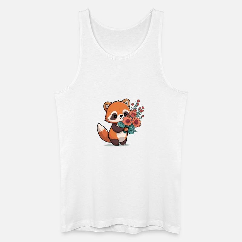 roter Panda mit Blumen - Männer Bio Tank Top - Weiß