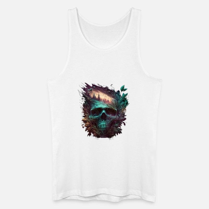 Neon Schädel Waldkunst - Männer Bio Tank Top - Weiß