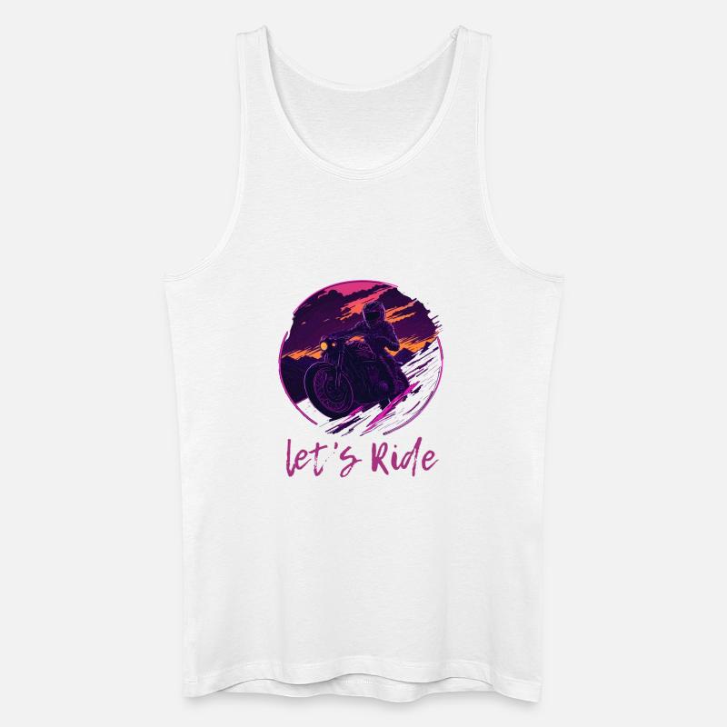 Let's Ride Synthwave Motorradfahrer - Männer Bio Tank Top - Weiß