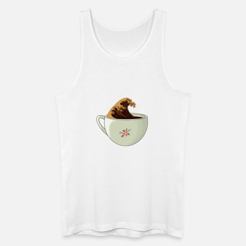 Die große Welle Koffein - Männer Bio Tank Top - Weiß