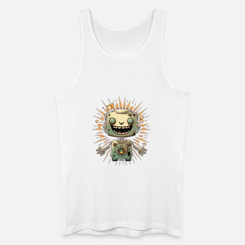 Sunburst Roboter Grinsen - Männer Bio Tank Top - Weiß