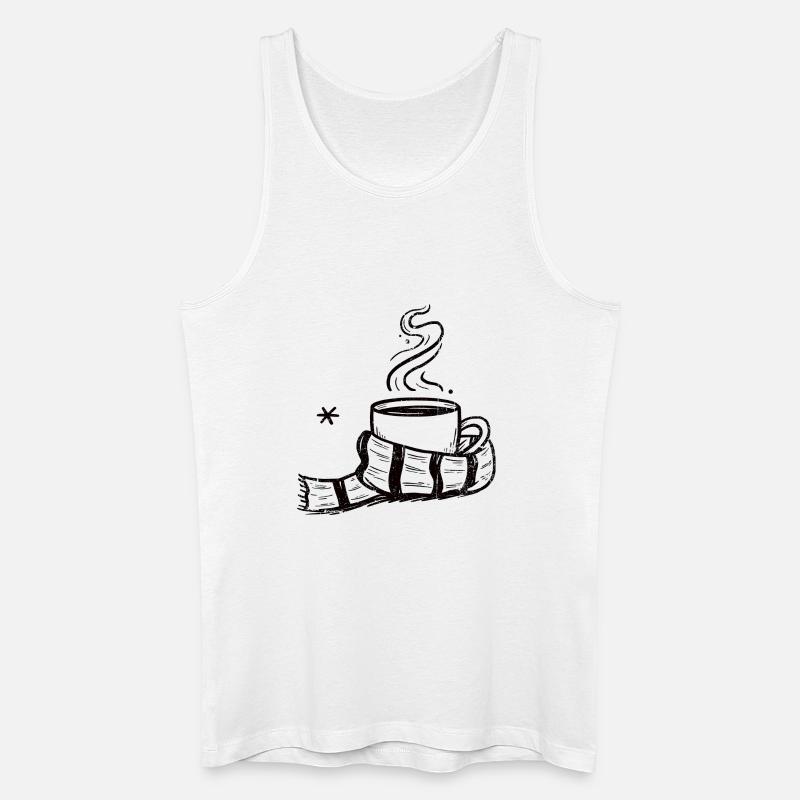 Gemütlicher Dampfbecher mit Schal - Männer Bio Tank Top - Weiß