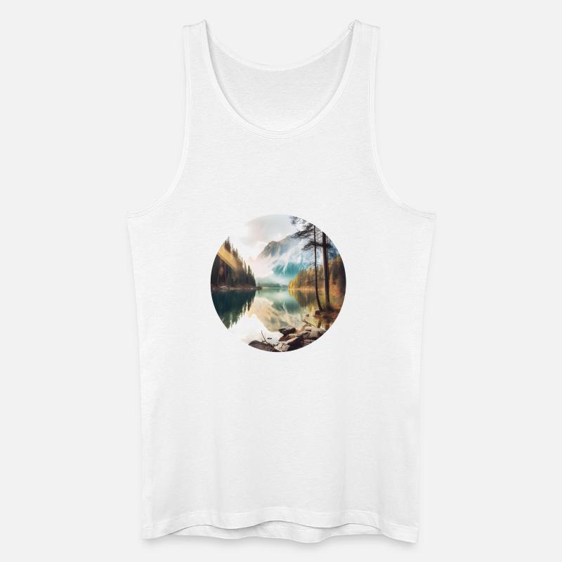 Alpensee Spiegelung Morgenglanz - Männer Bio Tank Top - Weiß