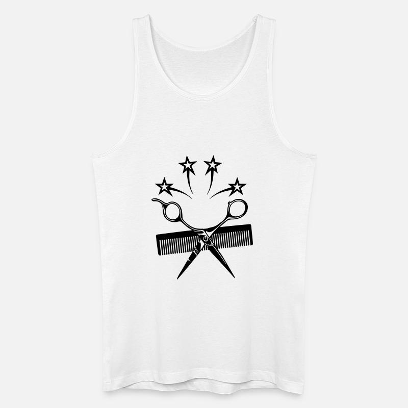 Sternschere Kamm Friseur - Männer Bio Tank Top - Weiß