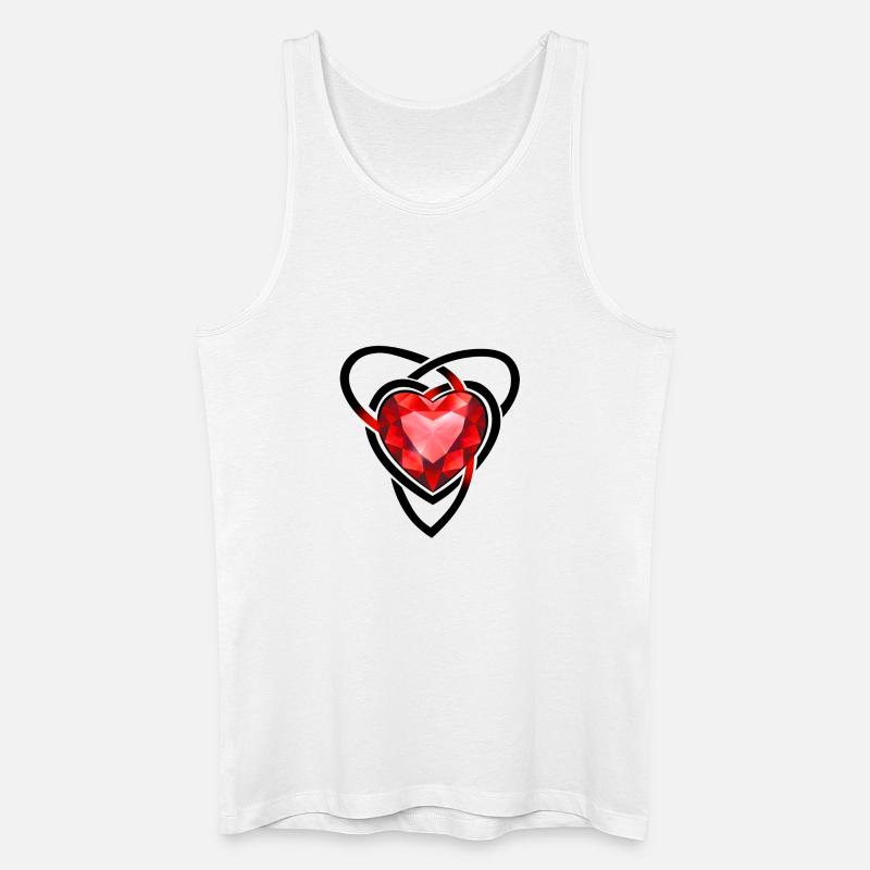 Facettiertes rotes Edelsteinherz - Männer Bio Tank Top - Weiß