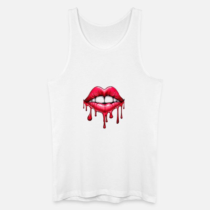 Lippen - Männer Bio Tank Top - Weiß