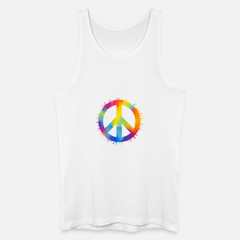Regenbogen Peace - Männer Bio Tank Top - Weiß
