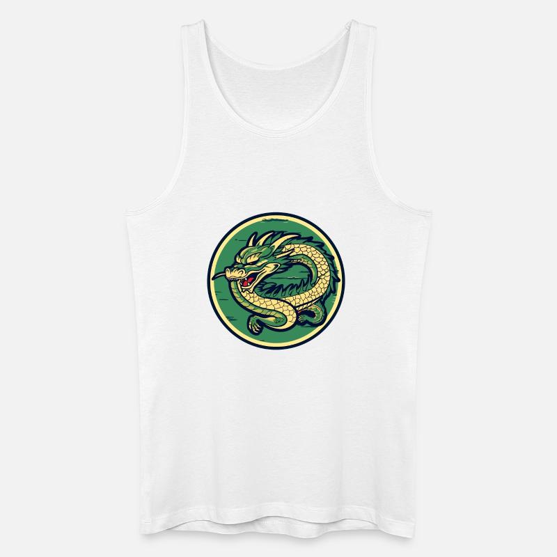 Dragon Crest Circle Patch - Männer Bio Tank Top - Weiß