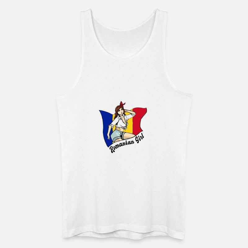 Rumänisches Mädchen Flaggen Design - Männer Bio Tank Top - Weiß