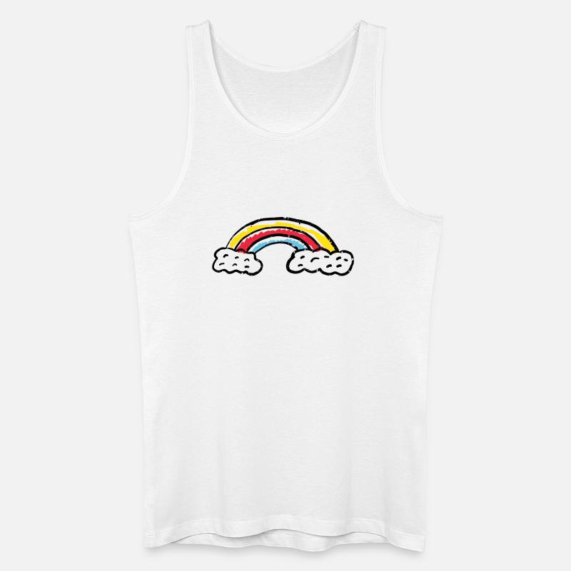 Regenbogen-Pinsel-Bogenstriche - Männer Bio Tank Top - Weiß