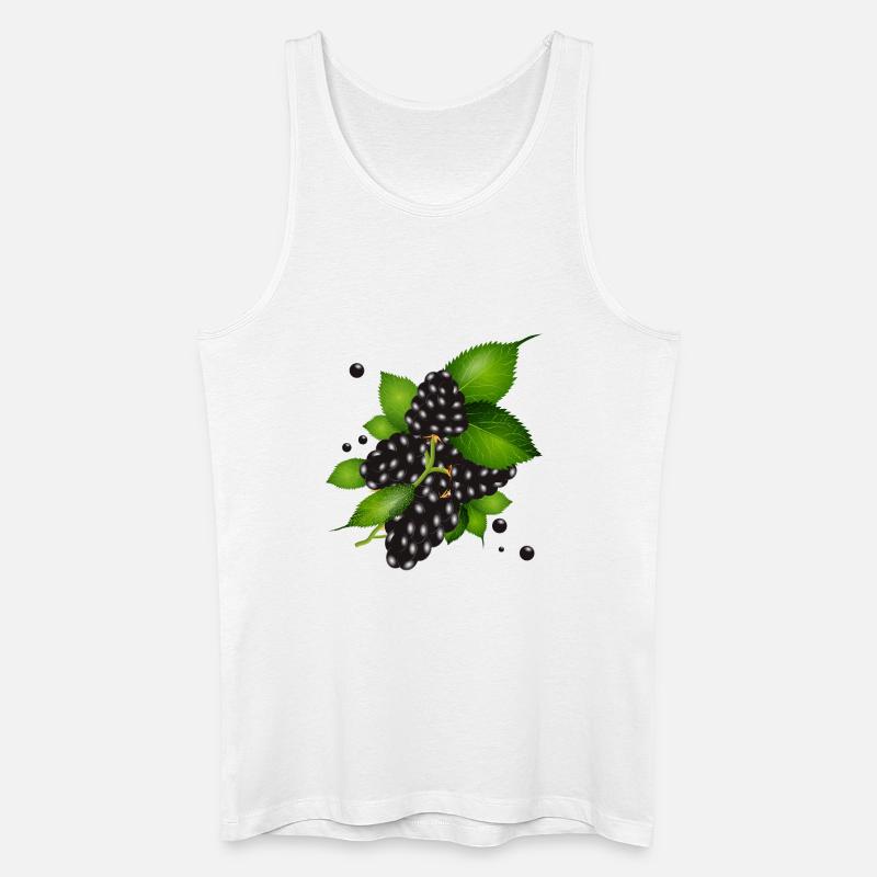 wunderschöne dunkelviolette Brombeeren mit Blätter - Männer Bio Tank Top - Weiß
