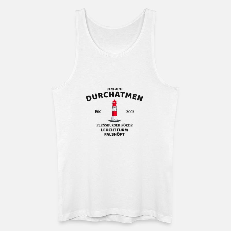 Flensburger Förde, Leuchtturm Falshöft, Durchatmen - Männer Bio Tank Top - Weiß