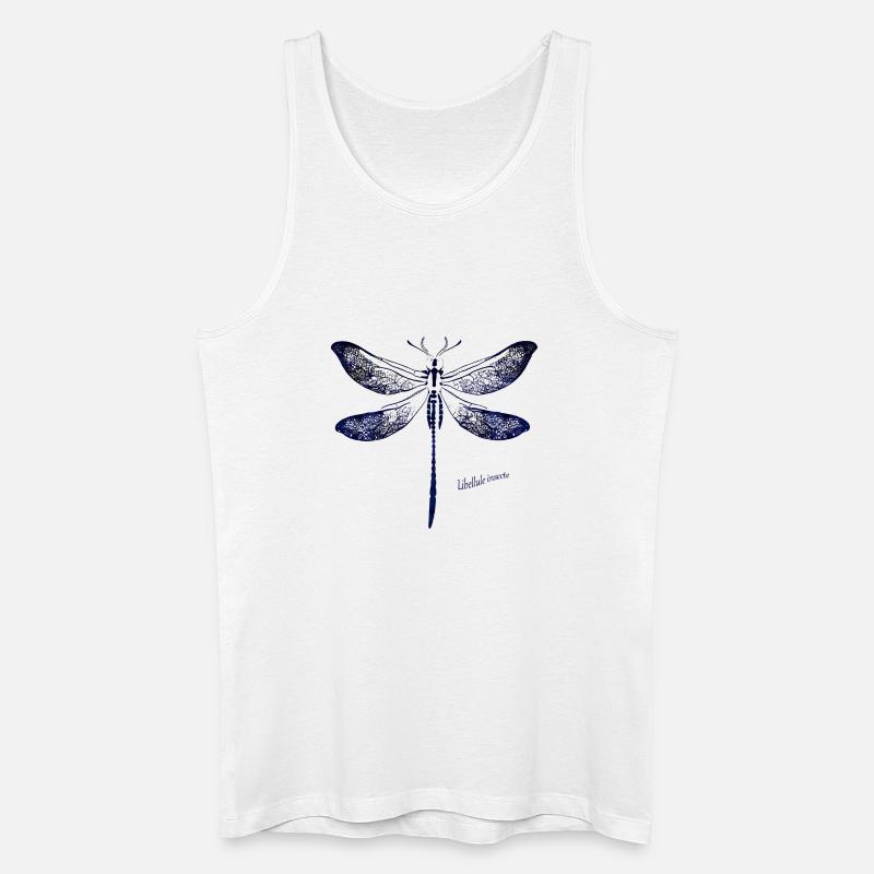 Tiefblaue Libellen Silhouette - Männer Bio Tank Top - Weiß