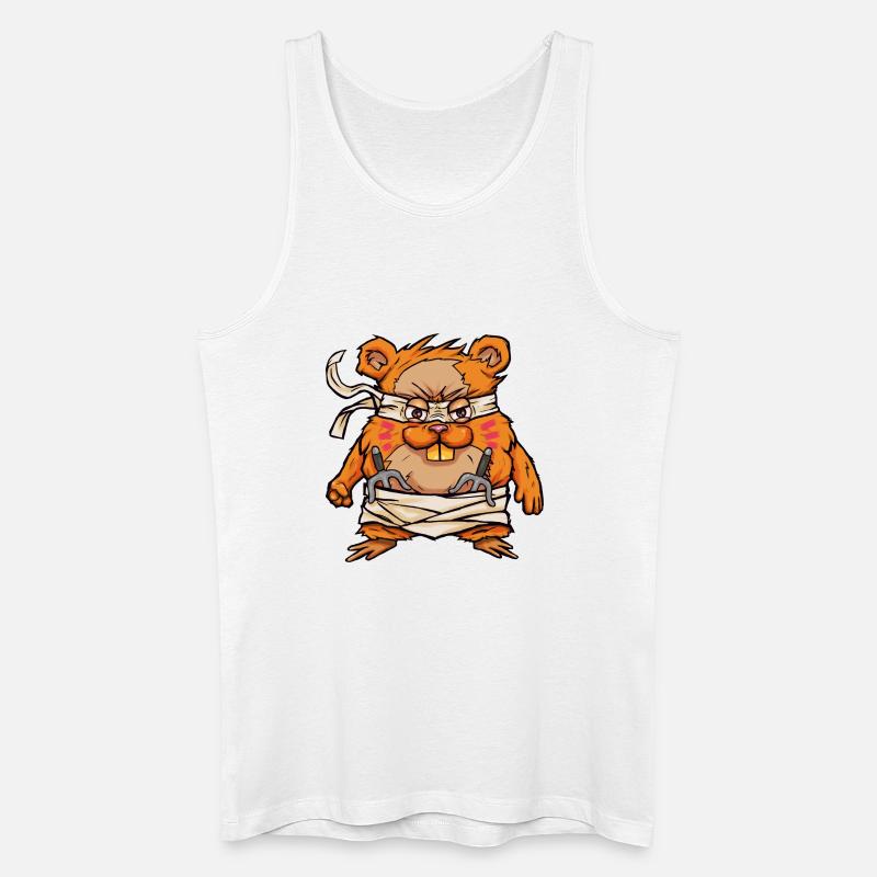 Kawaii Samurai Hamster mit Hamjitsu Schwert - Männer Bio Tank Top - Weiß