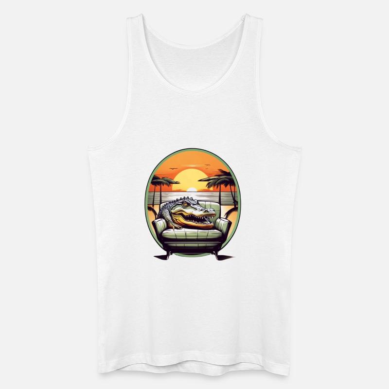 Alligator auf Sofa - Männer Bio Tank Top - Weiß