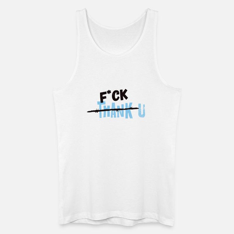 F*CK THANK U Blau Statement - Männer Bio Tank Top - Weiß