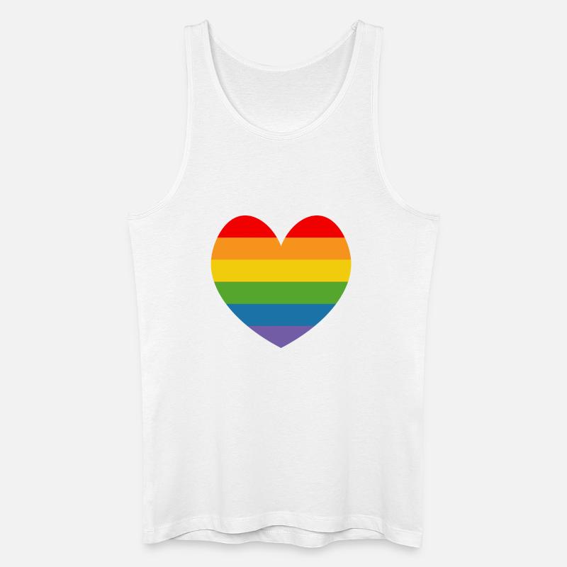 LGBT CSD TShirt Regenbogen HERZ - Männer Bio Tank Top - Weiß