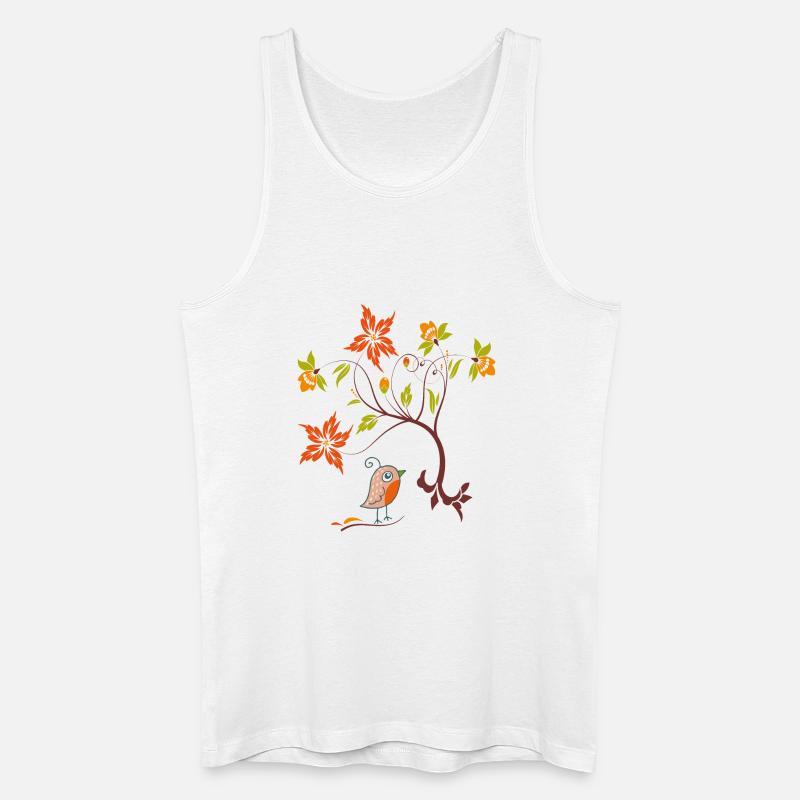 Blumenranke mit Vögelchen - Männer Bio Tank Top - Weiß