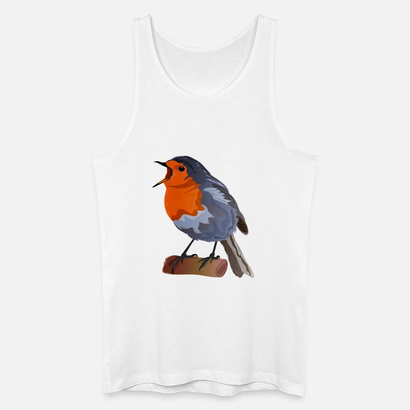 Robin Bird Illustration über Textil - Männer Bio Tank Top - Weiß