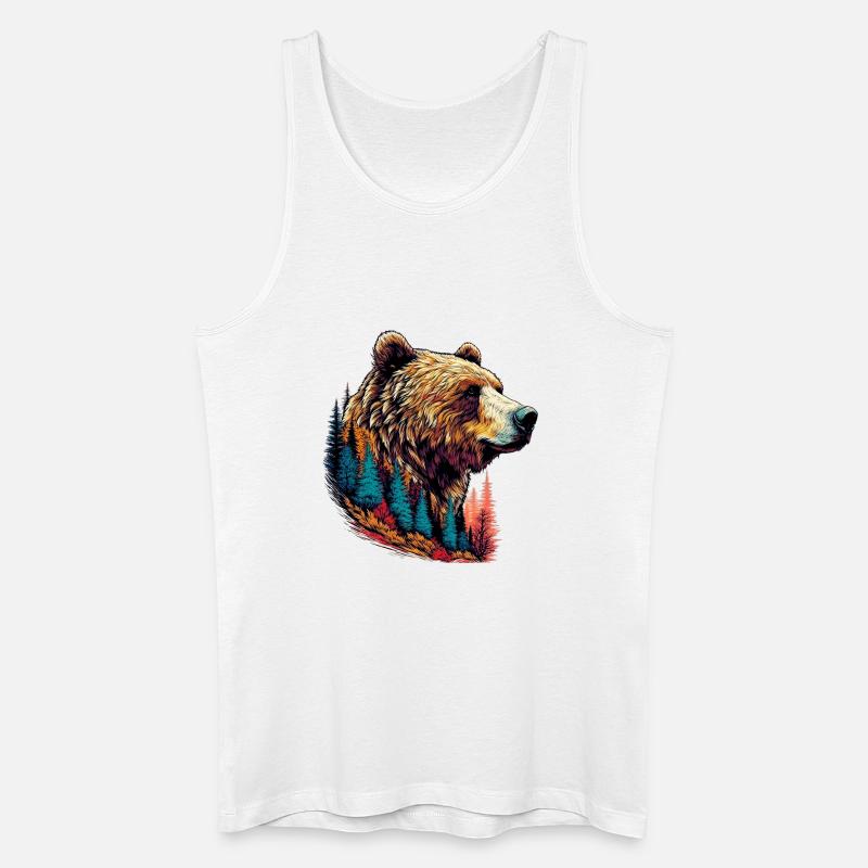 Bär mit Waldschmuck - Männer Bio Tank Top - Weiß