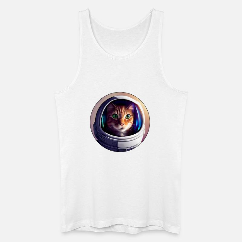 Chat de l’espace avec un casque - Débardeur bio Homme - blanc