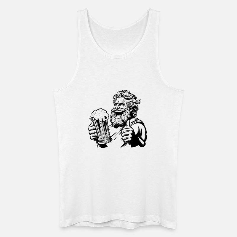 Zeus mit Bier - Männer Bio Tank Top - Weiß