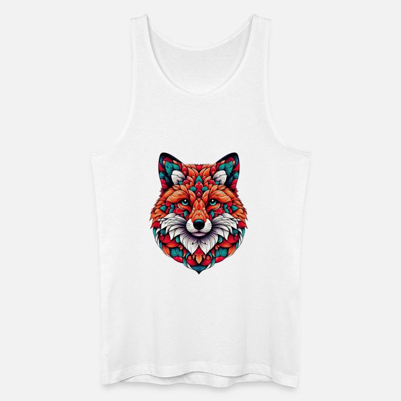 Fuchs mit Mandalas geschmückt - Männer Bio Tank Top - Weiß
