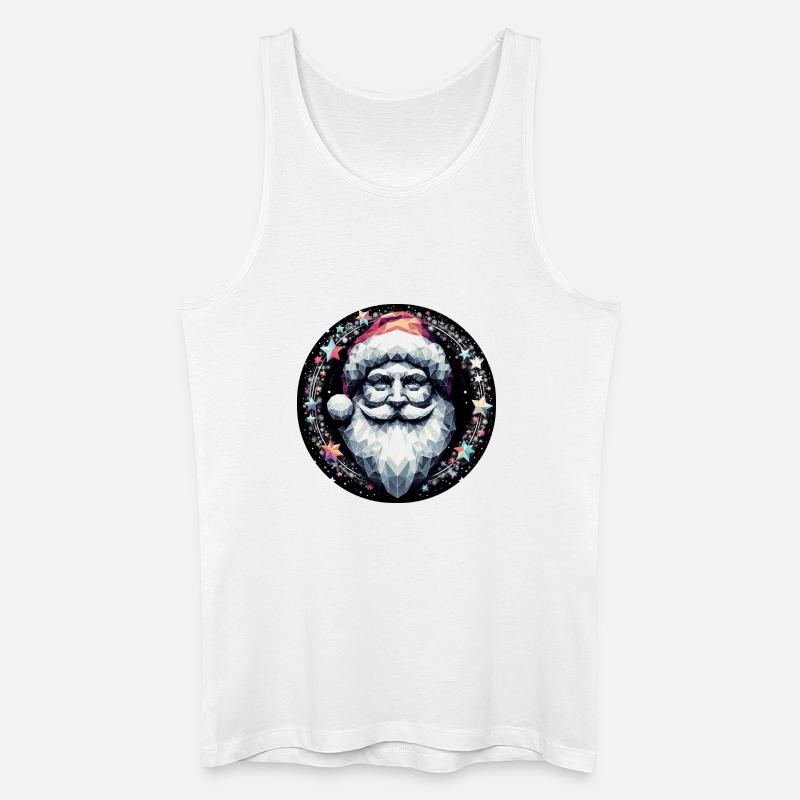 Weihnachtsmann Kopf in Kranz hell - Männer Bio Tank Top - Weiß
