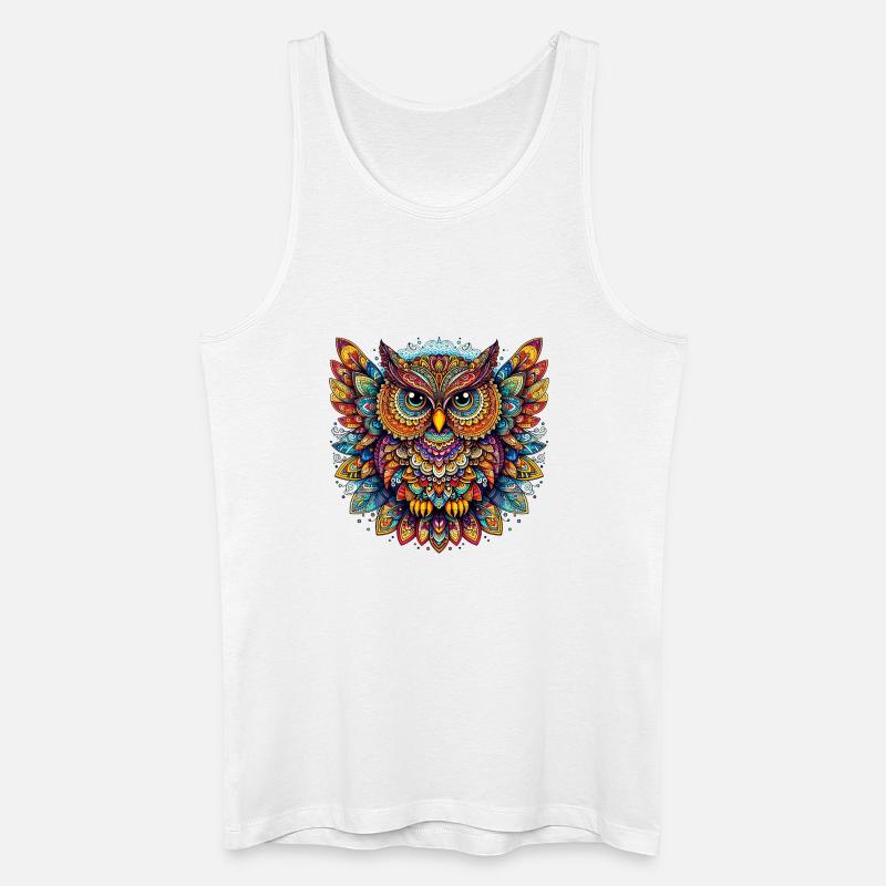 Eule mit Mandalas verziert - Männer Bio Tank Top - Weiß